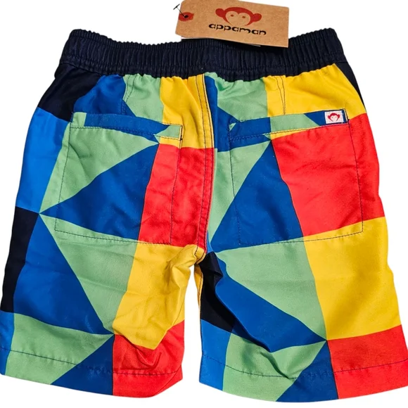 Appaman Swim Trunks Geometric Blue Green Red Yellow Black Toddler Boy's Size 3T